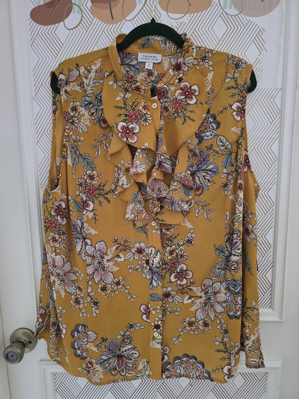Tahari ASL Ruffle Neck Blouse - Picture 2 of 8